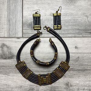 Handmade Womens Egyptian Style Choker Necklace Bracelet & Earring Set